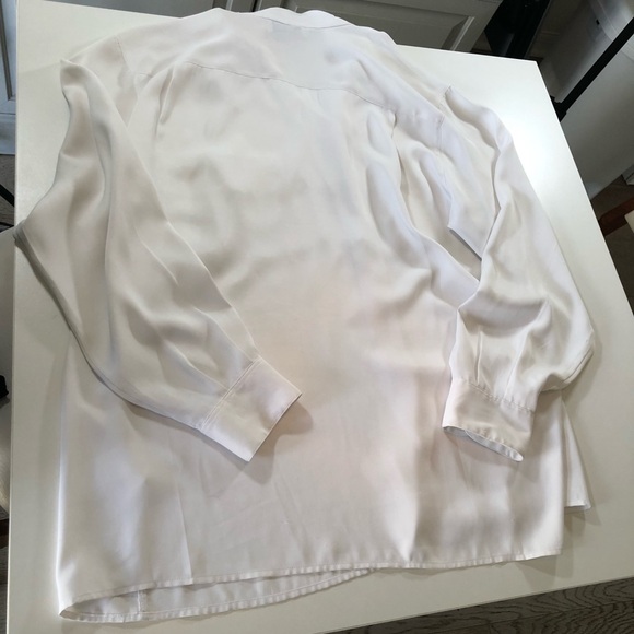 Anne Fontaine Paris White, Satin Button Down, Blouse Women’s 4, Very Oversized! - Picture 12 of 13